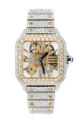 CS SKELETON TWO-TONE | Stainless Steel 41mm Moissanite Watch |20CT