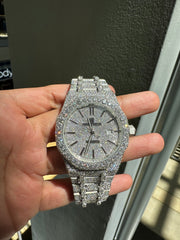 Bust Down Moissanite Watch | 44MM | 14K White Gold