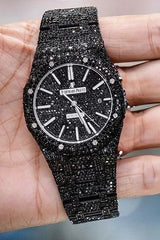 Stainless Steel Automatic Movement 41mm 26 Carat Moissanite Watch fully bussdown