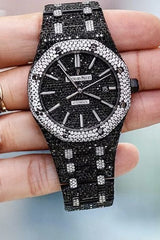 Stainless Steel Automatic Movement 41mm 26 Carat Moissanite Watch fully bussdown