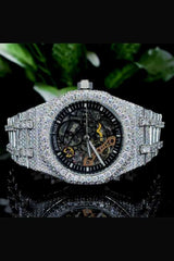 Stainless Steel Automatic Movement 41mm 26 Carat Moissanite Watch fully bussdown
