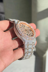 Stainless Steel Automatic Movement 41mm 26 Carat Moissanite Watch fully bussdown