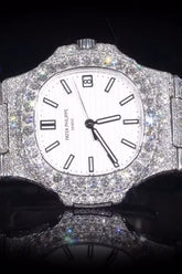 Stainless Steel 41mm 26 carat Moissanite Watch
