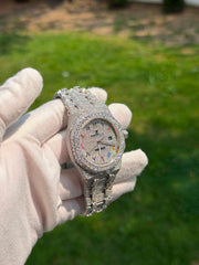 Bust Down Moissanite Watch | 44MM | 14K White Gold