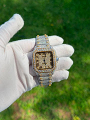 Cartierr Gold Stainless Steel 26 Carat Moissanite Watch