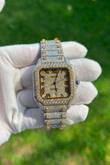 Cartierr Gold Stainless Steel 26 Carat Moissanite Watch