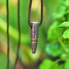 Bullet style pendant with adjustable leather cord