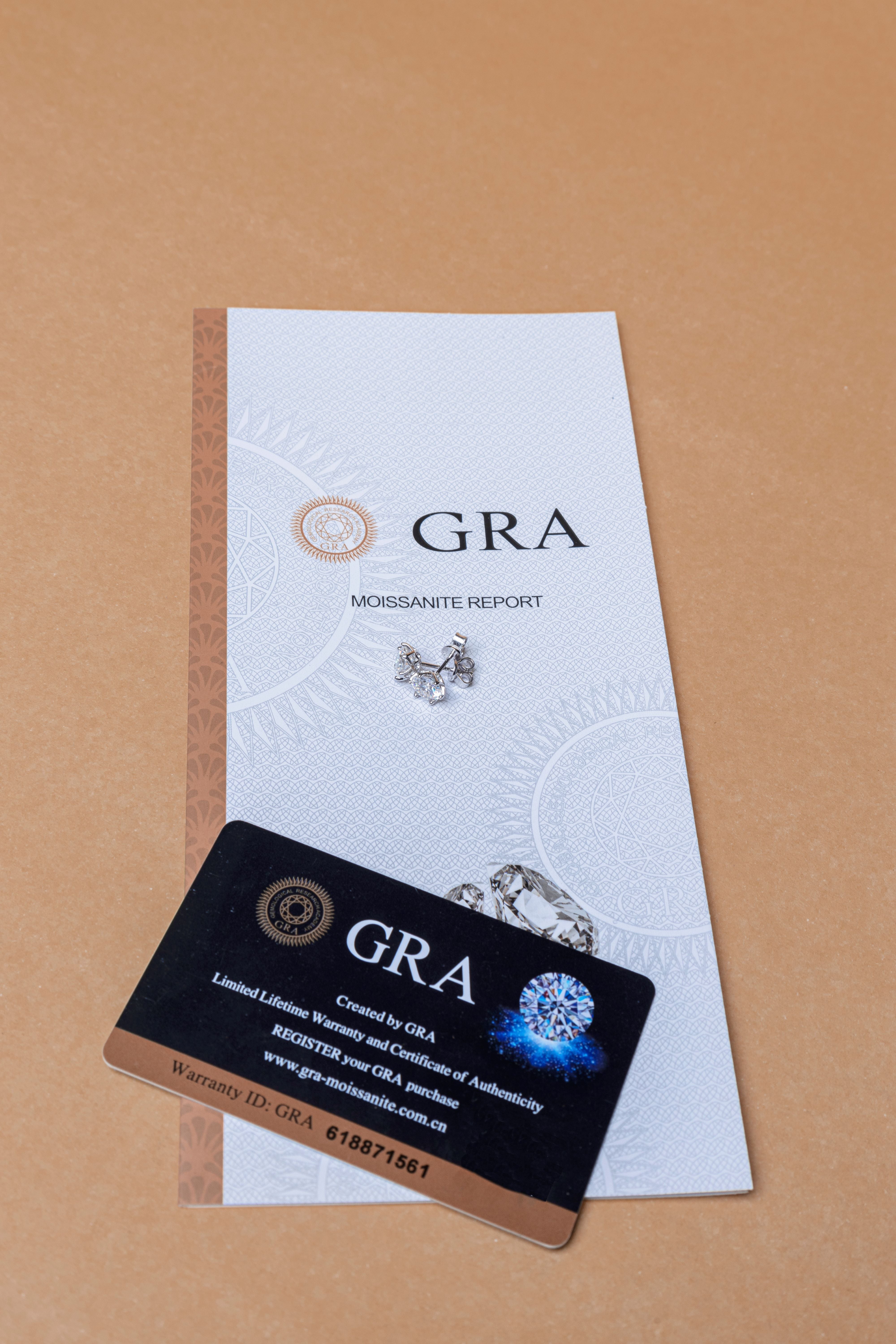925 Sterling Silver  Rose Flower Moissanite Earings 2 carat ,1 carat each