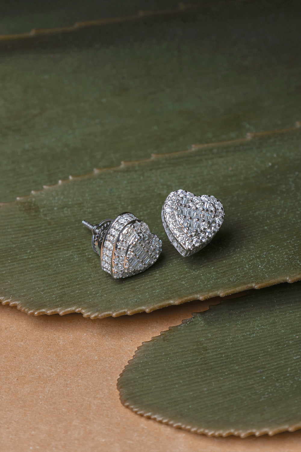 925 Sterling Silver Total 1 Carat Heart Shape Moissanite Earrings