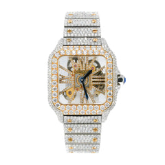 CS SKELETON TWO-TONE | Stainless Steel 41mm Moissanite Watch |20CT