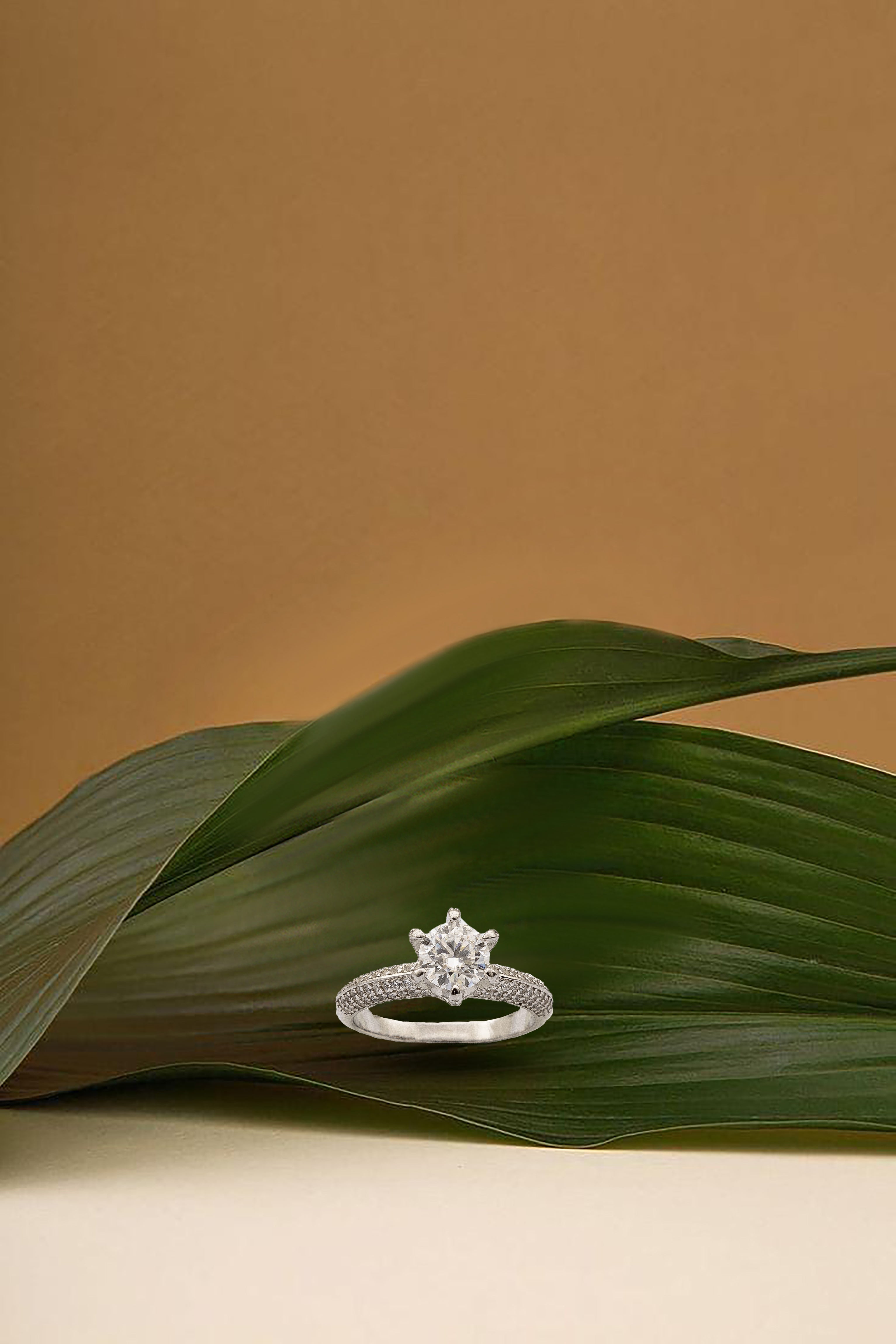 Fashion 1 Carat Moissanite Ring Pass Diamond Tester
