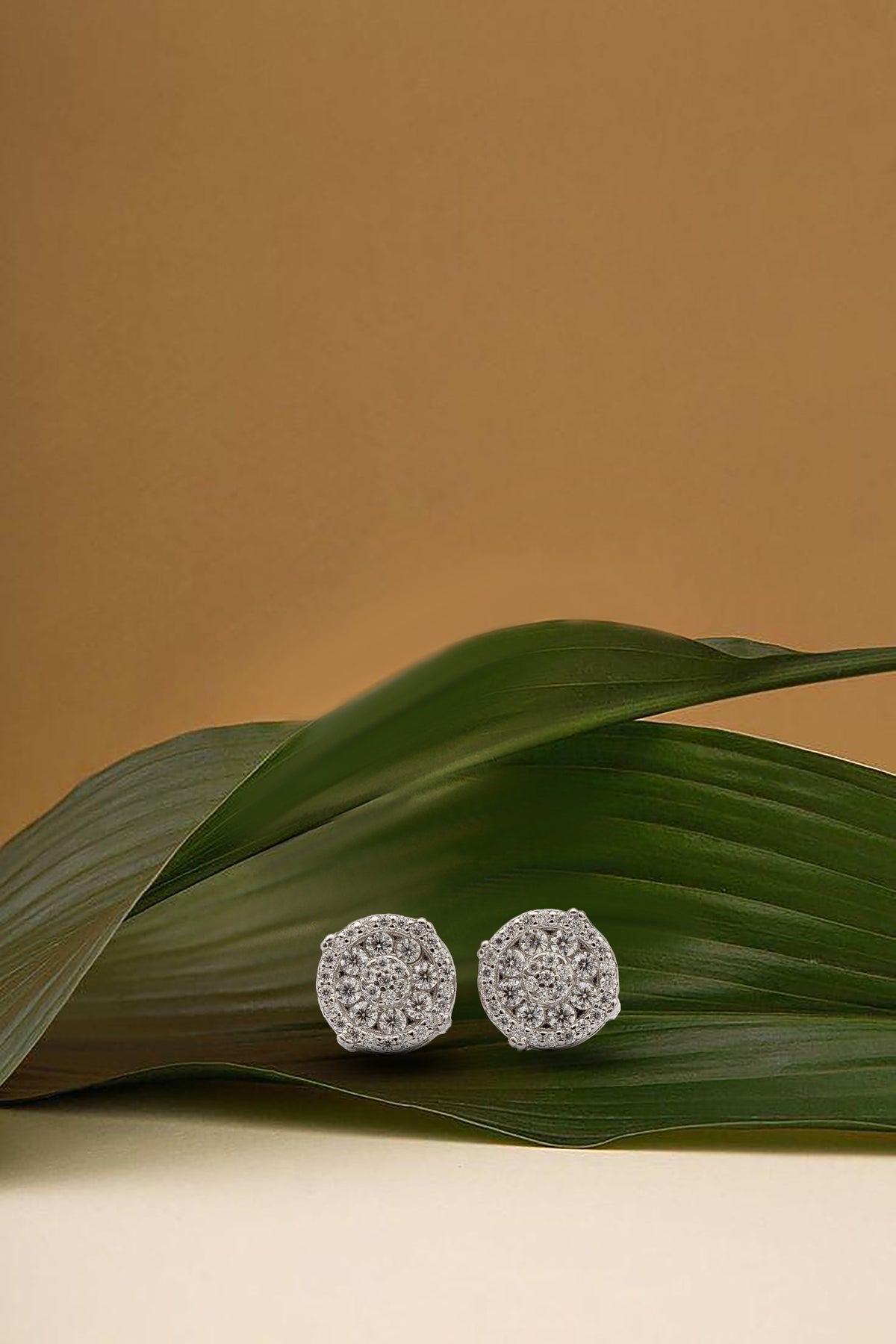 925 Sterling Silver Total 1  Carat Round Shape Moissanite Earrings Main image