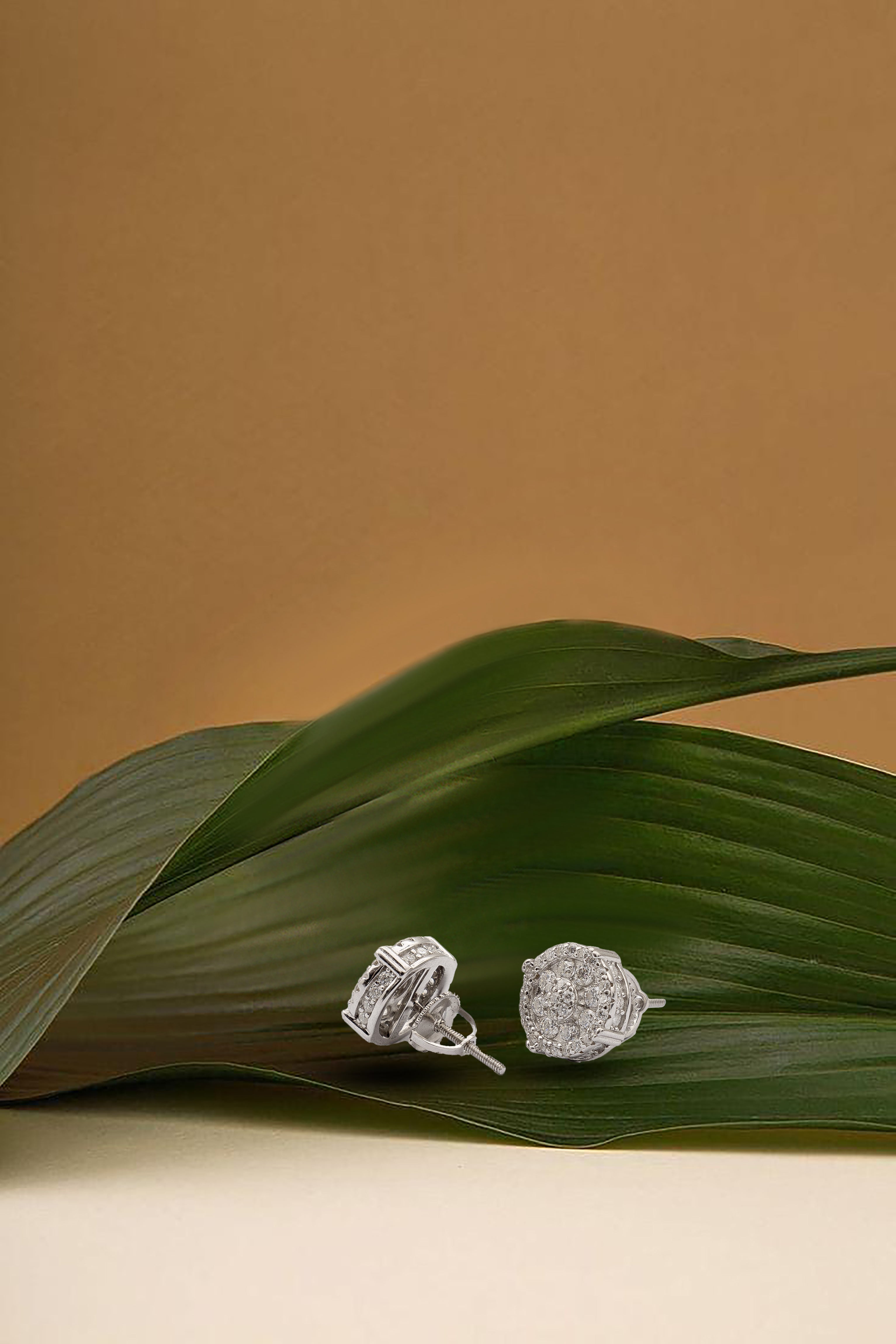 925 Sterling Silver Total 1  Carat Round Shape Moissanite Earrings Secondary image