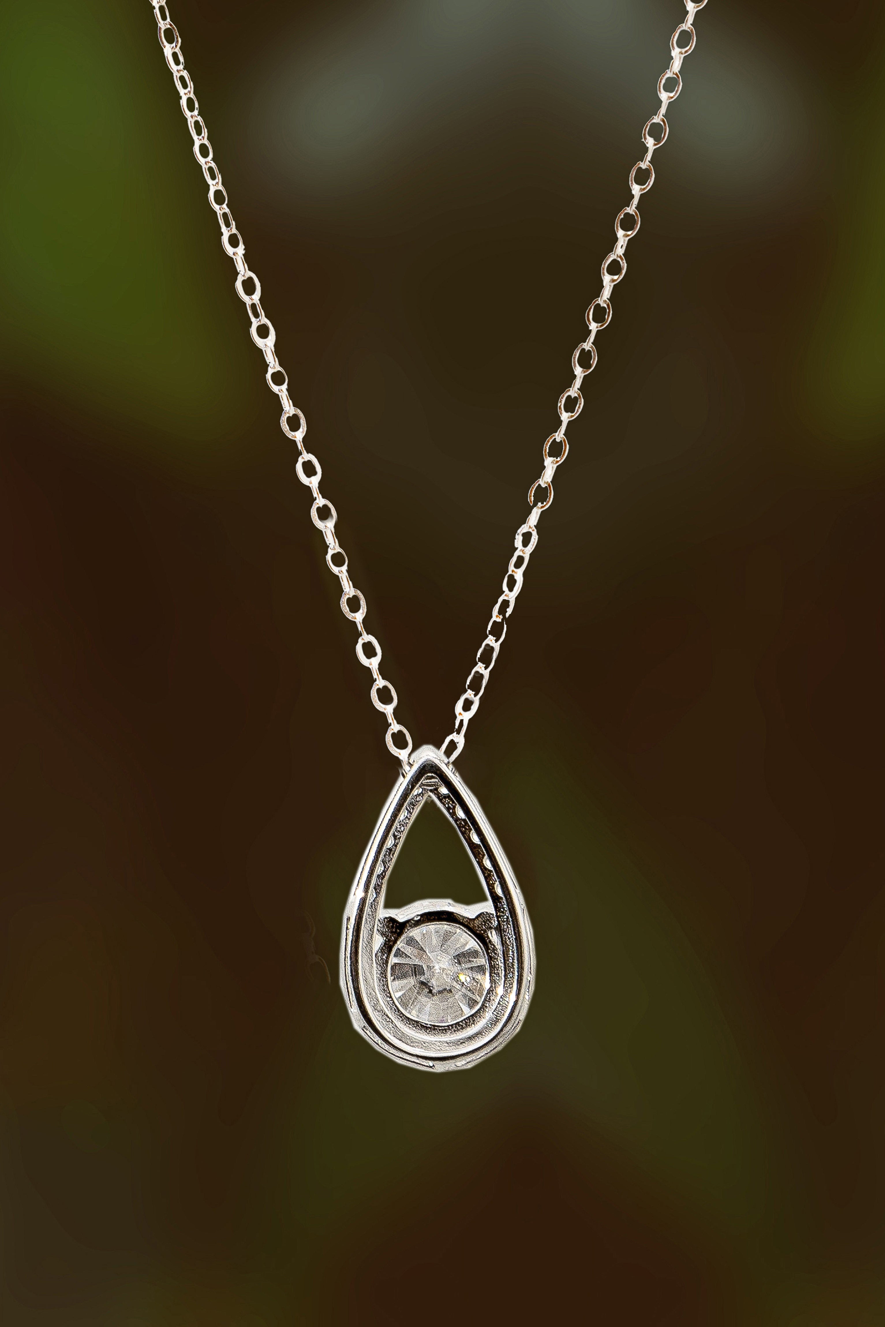 925 Sterling Silver Necklace with 1Carat Moissanite Stone