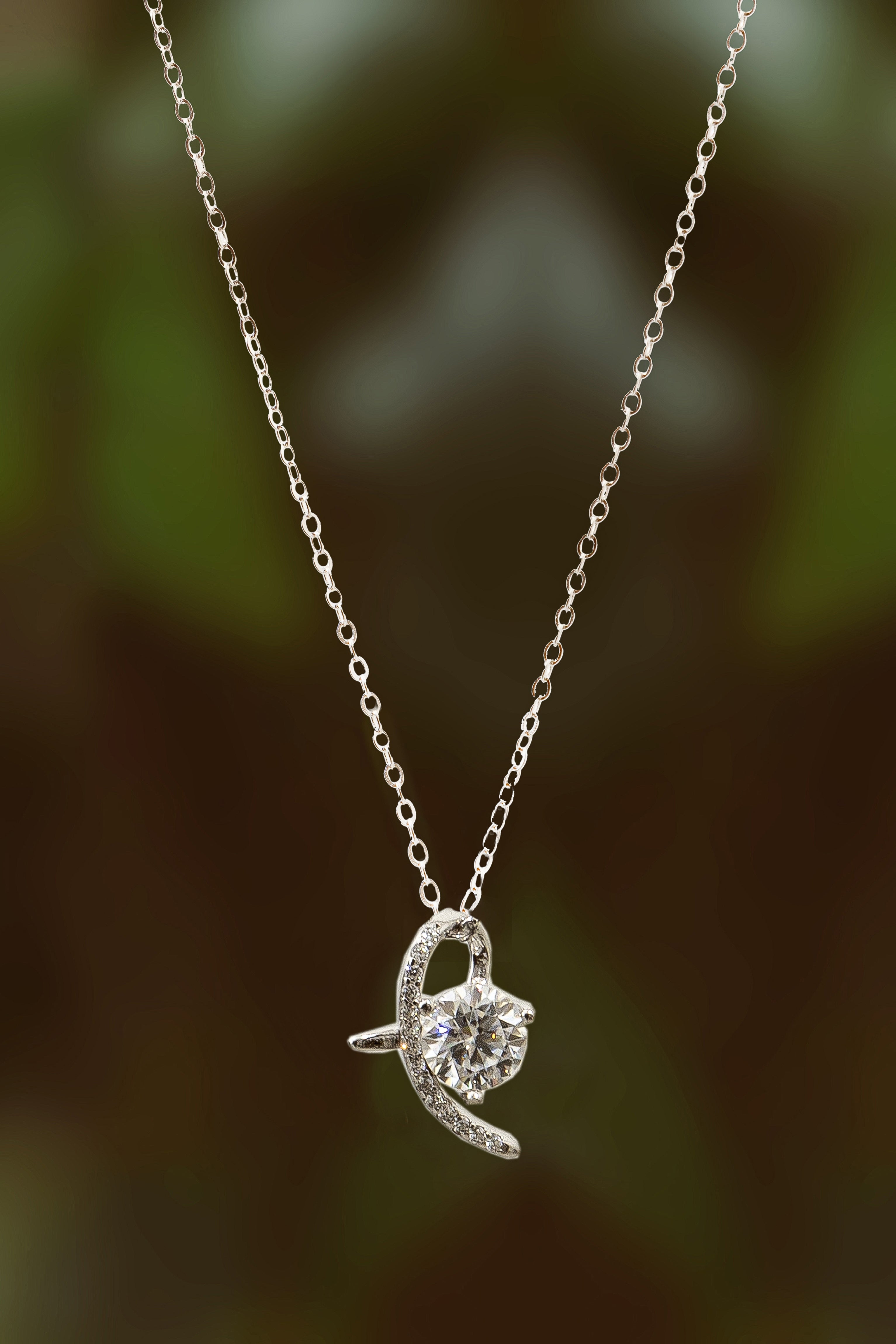Sterling Silver 1Carat Moissanite Necklace Women