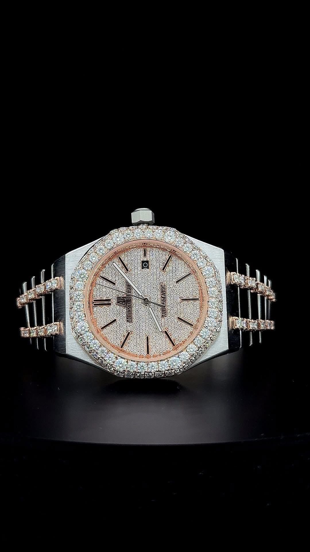 Ap Stainless Steel Automatic Movement 41mm 26 Carat Moissanite Watch