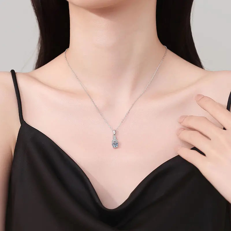 925 Sterling Silver 1 Carat Moissanite Necklace