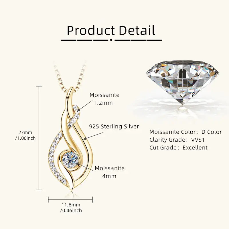 Exquisite Pendant Necklace with 1Carat Moissanite  Necklace 