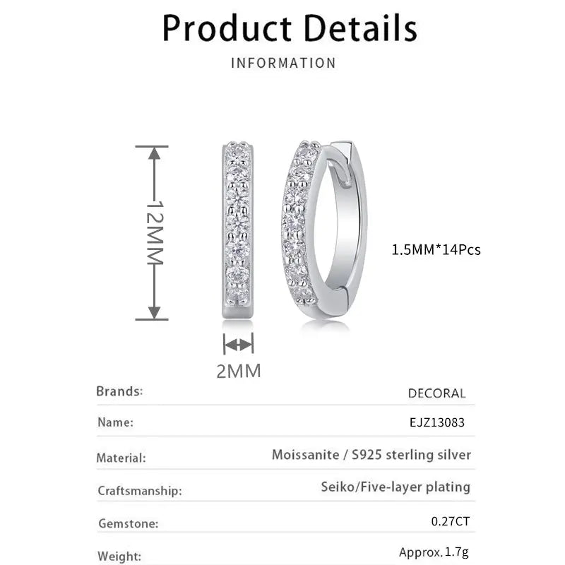 Round   925 Sterling Silver 0.27Carat Half Iced Out Moissanite Earrings