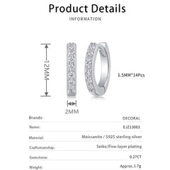 Round   925 Sterling Silver 0.27Carat Half Iced Out Moissanite Earrings