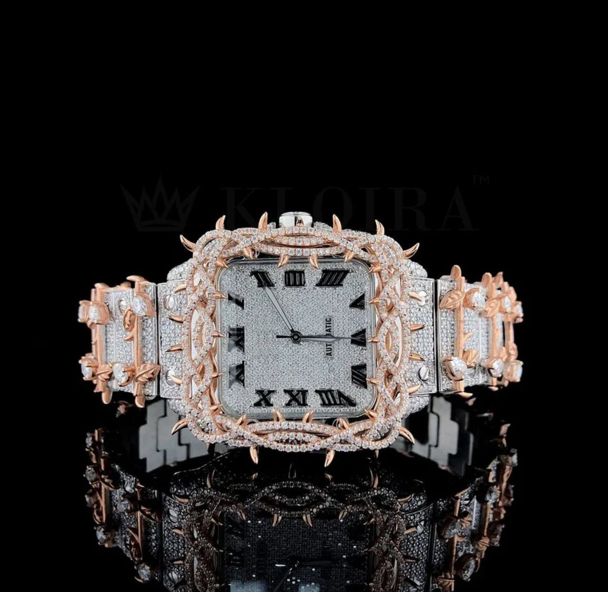 Custom Made Stainless Steel 41mm 26 Carat Moissanite Watch