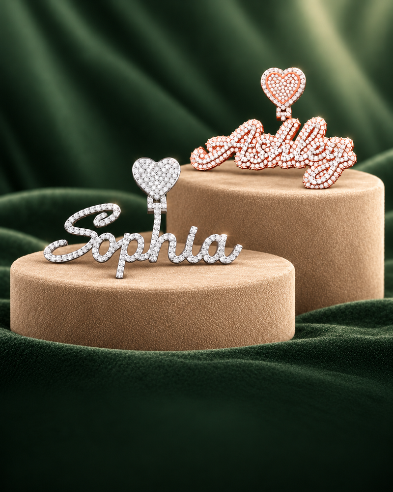 Custom moissanite name pendants