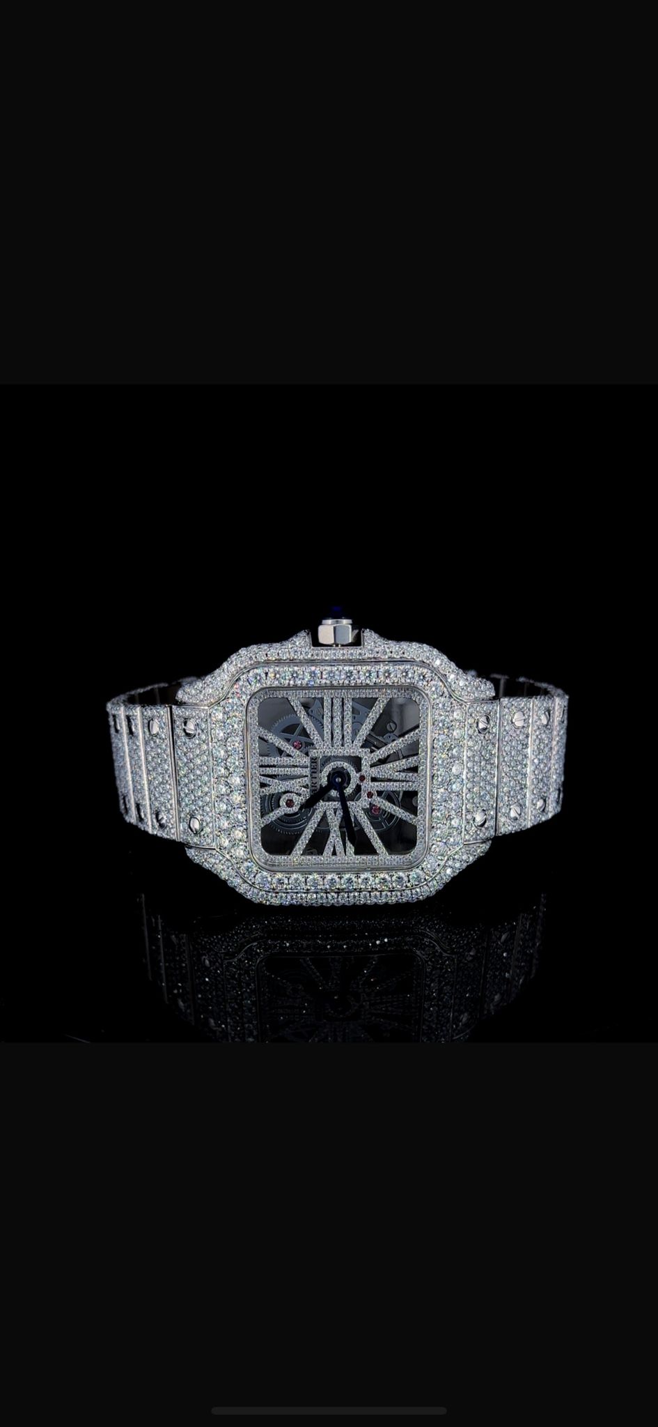 Stainless Steel 41mm Moissanite Watch