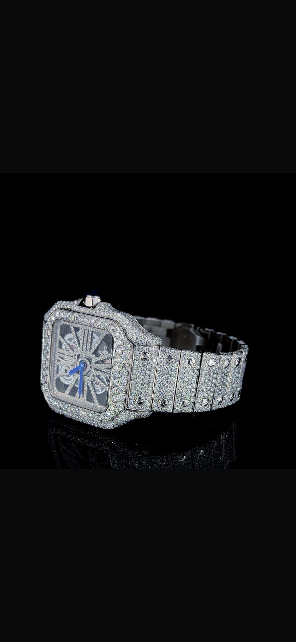 Stainless Steel 41mm Moissanite Watch