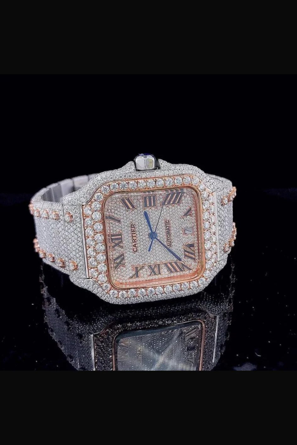 ETA Swiss Stainless Steel 41mm 26 Carat Moissanite Watch Main image