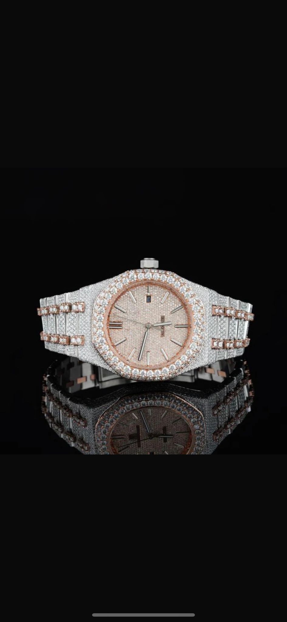 Stainless Steel Automatic Movement 41mm 26 Carat Moissanite Watch