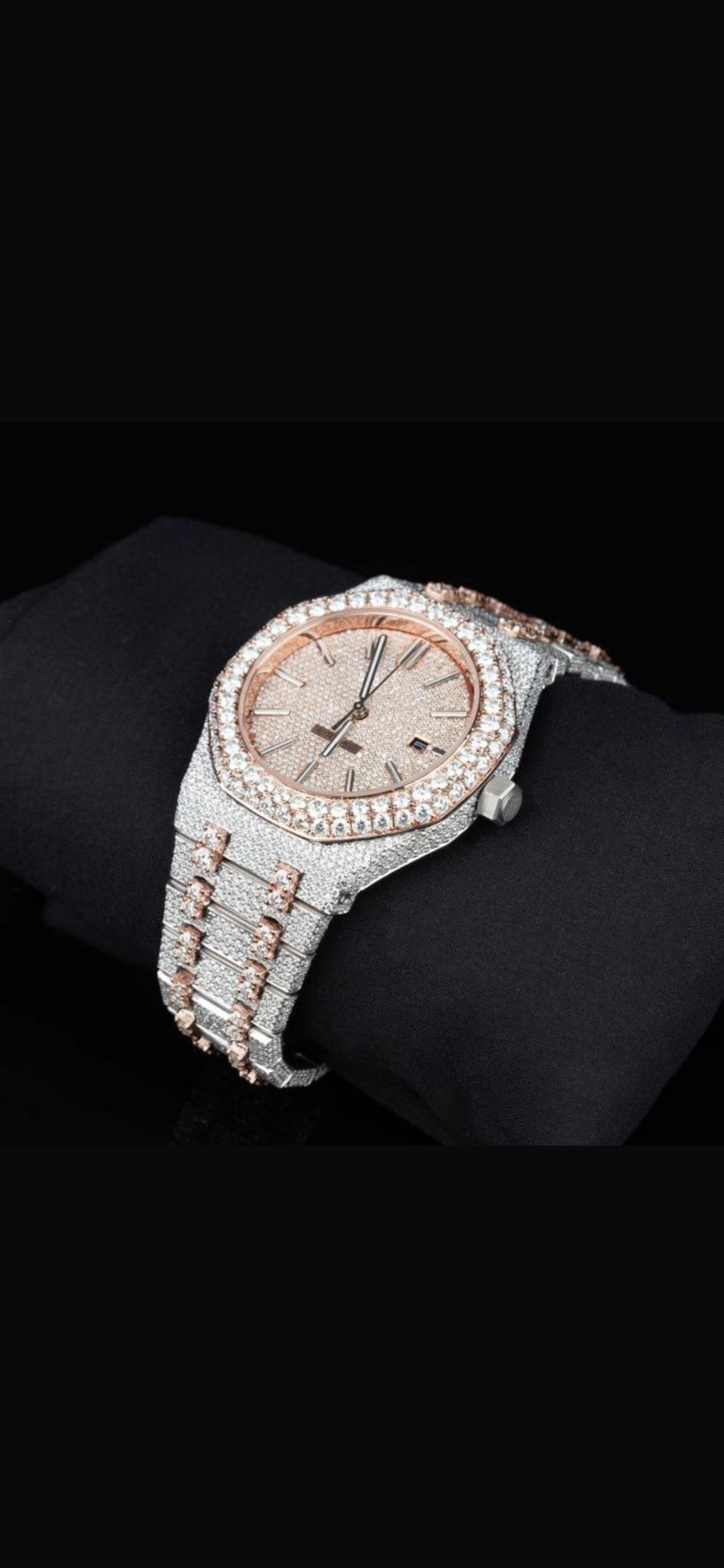 Stainless Steel Automatic Movement 41mm 26 Carat Moissanite Watch