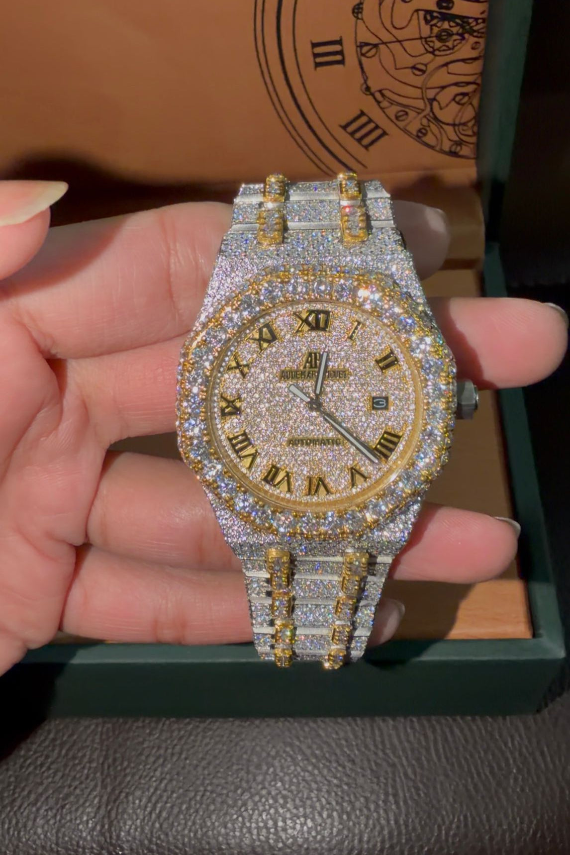 AP Gold Stainless Steel 41mm Automatic Moissanite Watch