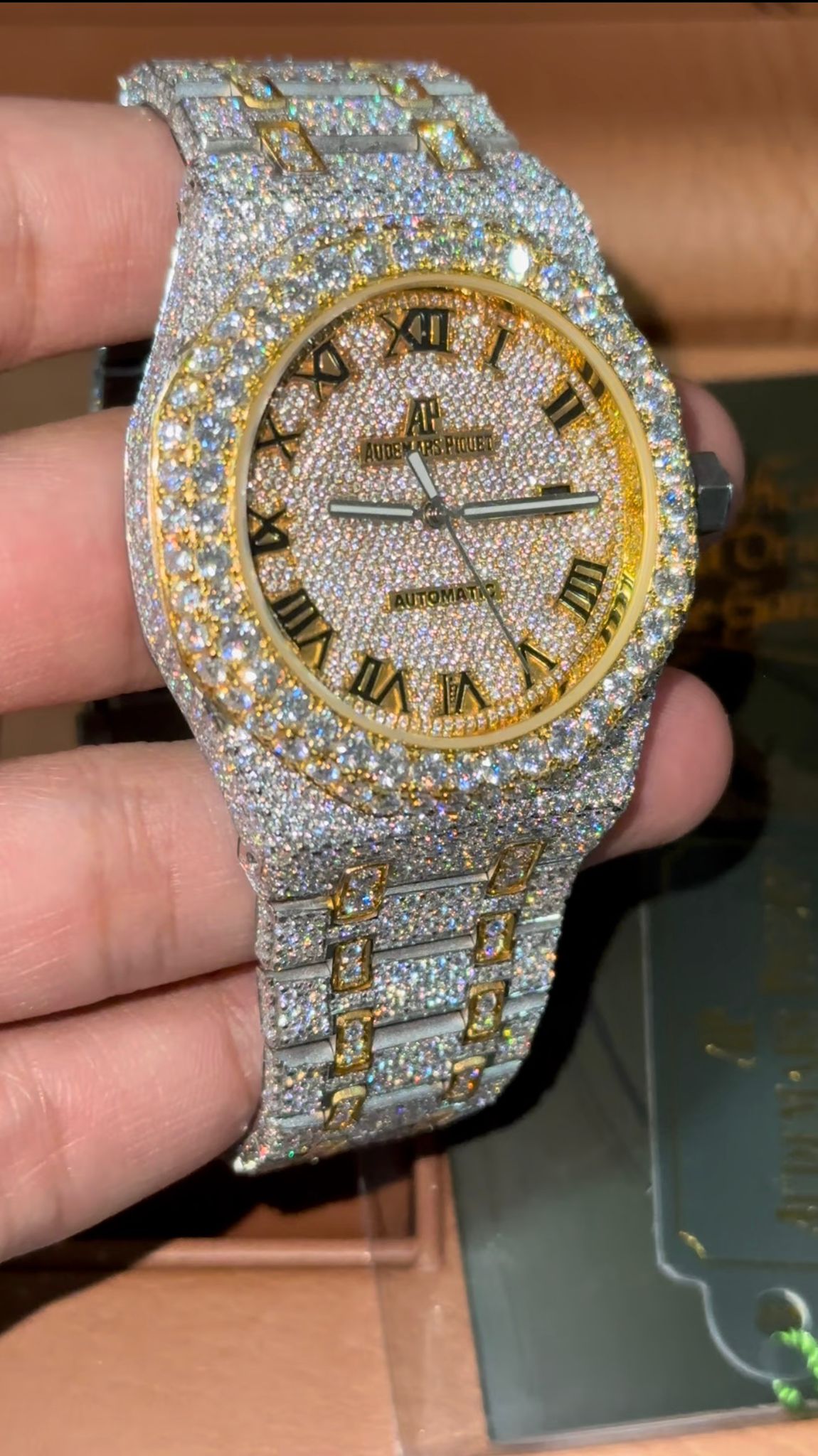 AP Gold Stainless Steel 41mm Automatic Moissanite Watch