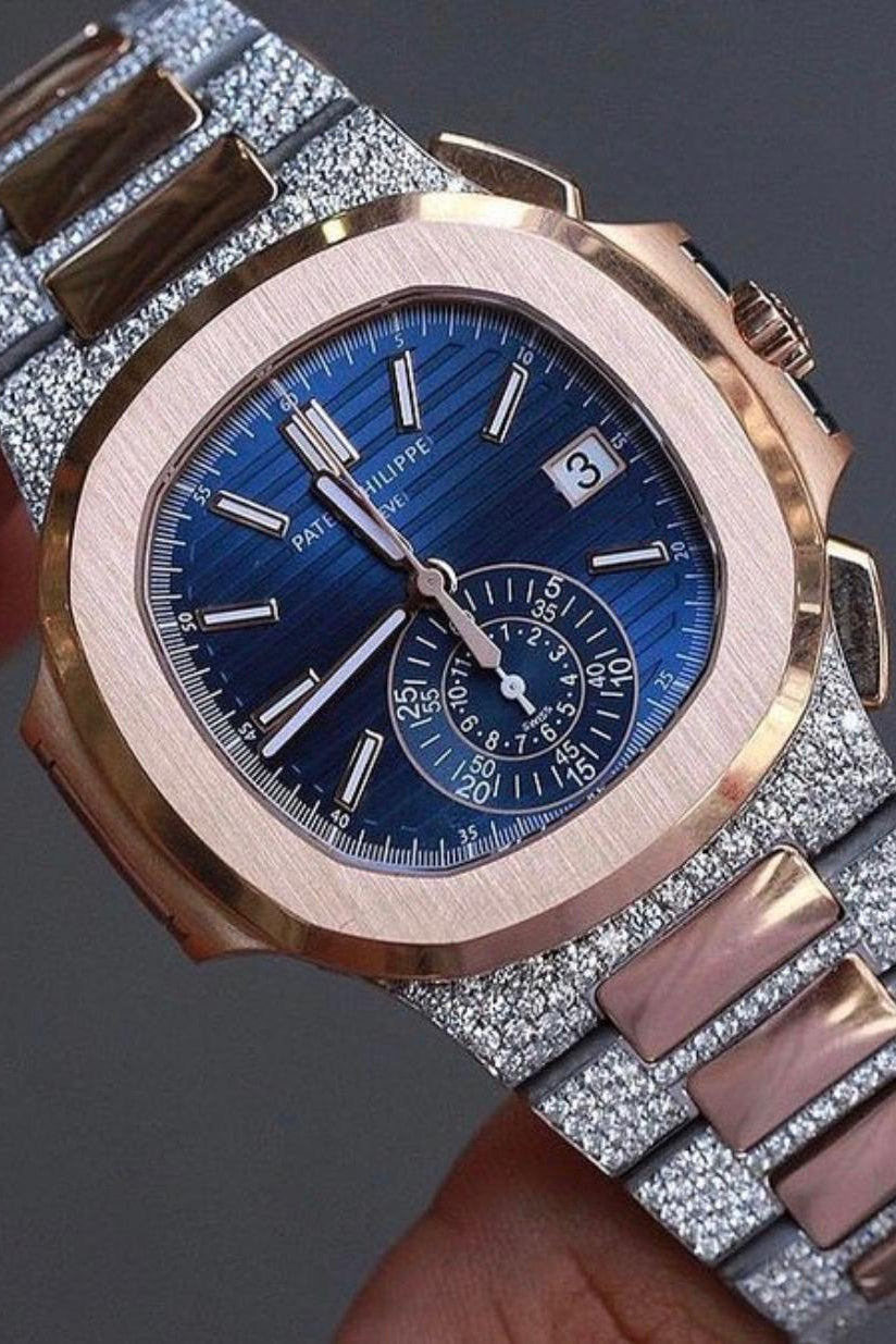 Patek PP Custom Stainless Steel 41mm Automatic Moissanite Watch