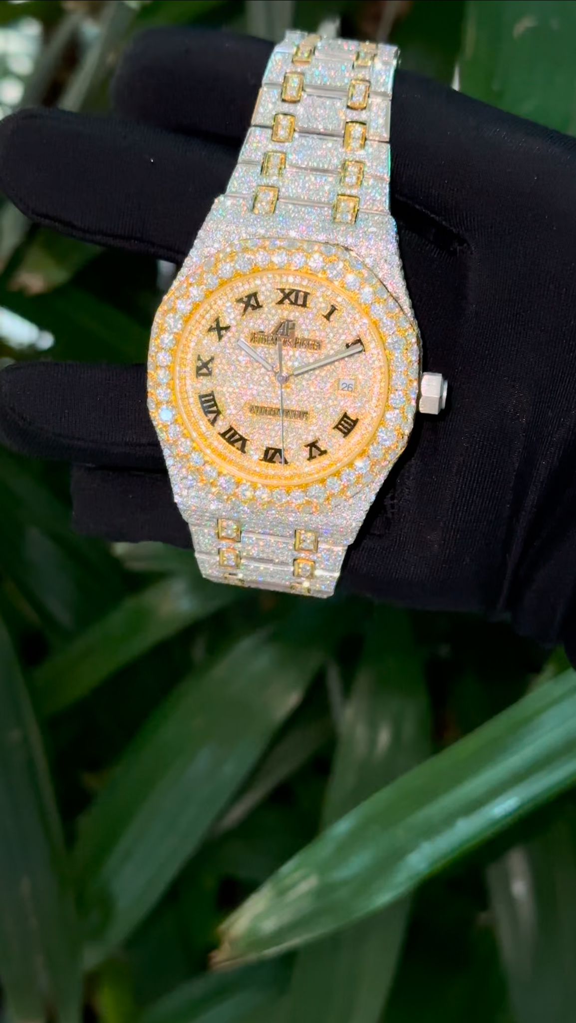 Stainless Steel 41mm Moissanite Watch
