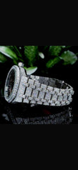Stainless Steel Automatic Movement 41mm 26 Carat Moissanite Watch fully bussdown