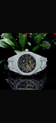 Stainless Steel Automatic Movement 41mm 26 Carat Moissanite Watch fully bussdown