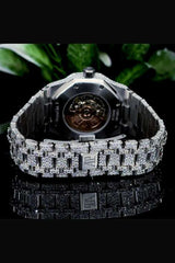 Stainless Steel Automatic Movement 41mm 26 Carat Moissanite Watch fully bussdown