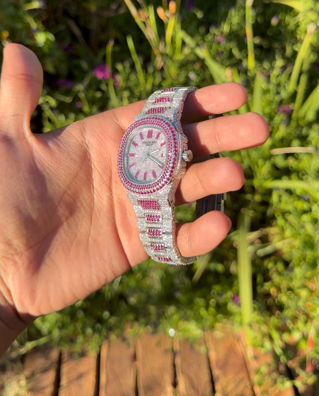 Stainless Steel 41mm 26 carat Moissanite Watch Secondary image