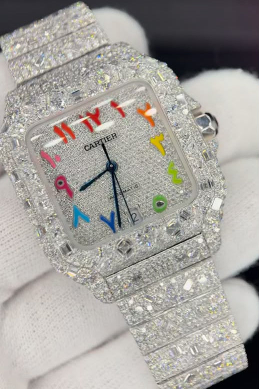 ETA Swiss Stainless Steel 41mm 26 Carat Moissanite Watch