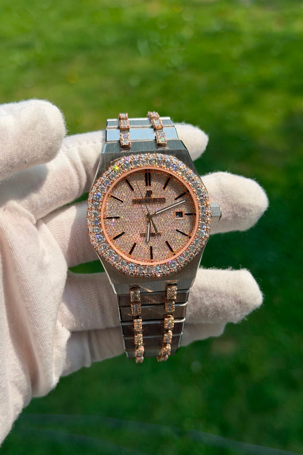 AP Stainless Steel 41mm Automatic Moissanite Watch