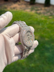 Bust Down Moissanite Watch | 44MM | 14K White Gold