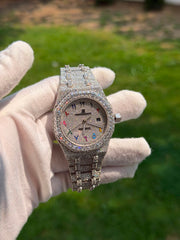 Bust Down Moissanite Watch | 44MM | 14K White Gold