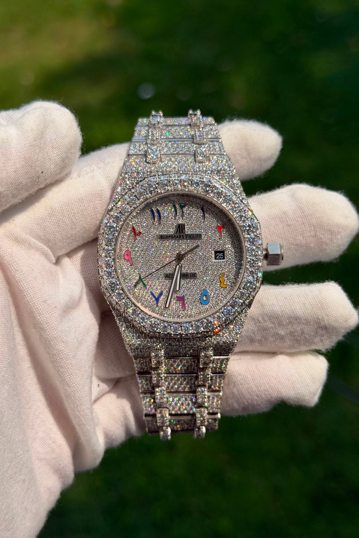 Bust Down Moissanite Watch | 44MM | 14K White Gold