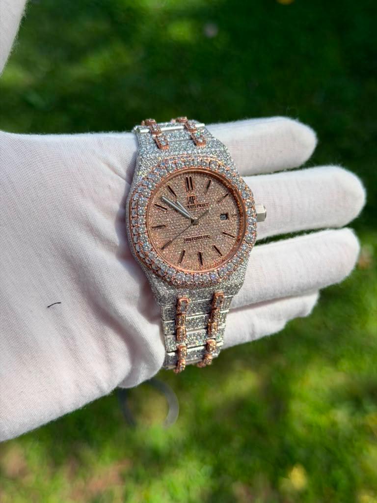 Datejust Rose Gold Stainless Steel 41mm 26 Carat Moissanite Watch