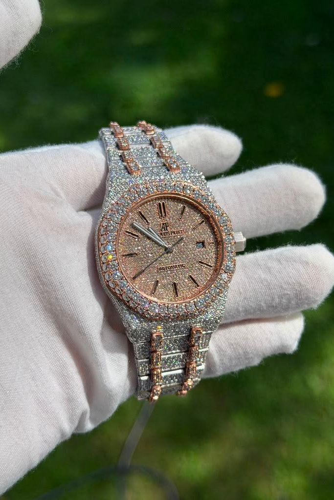 Datejust Rose Gold Stainless Steel 41mm 26 Carat Moissanite Watch