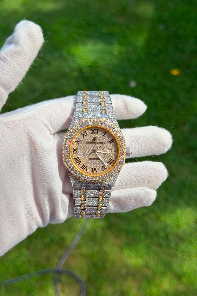 AP Gold Stainless Steel 41mm Automatic Moissanite Watch
