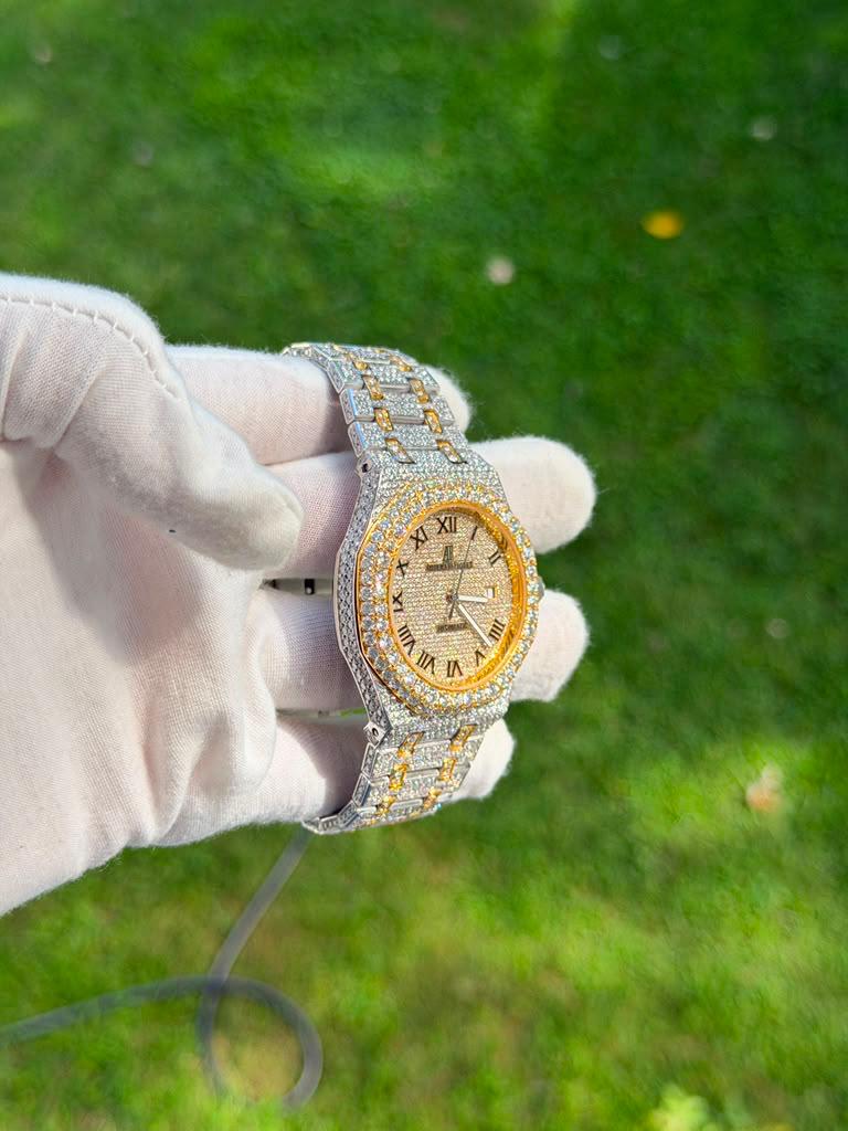 AP Gold Stainless Steel 41mm Automatic Moissanite Watch