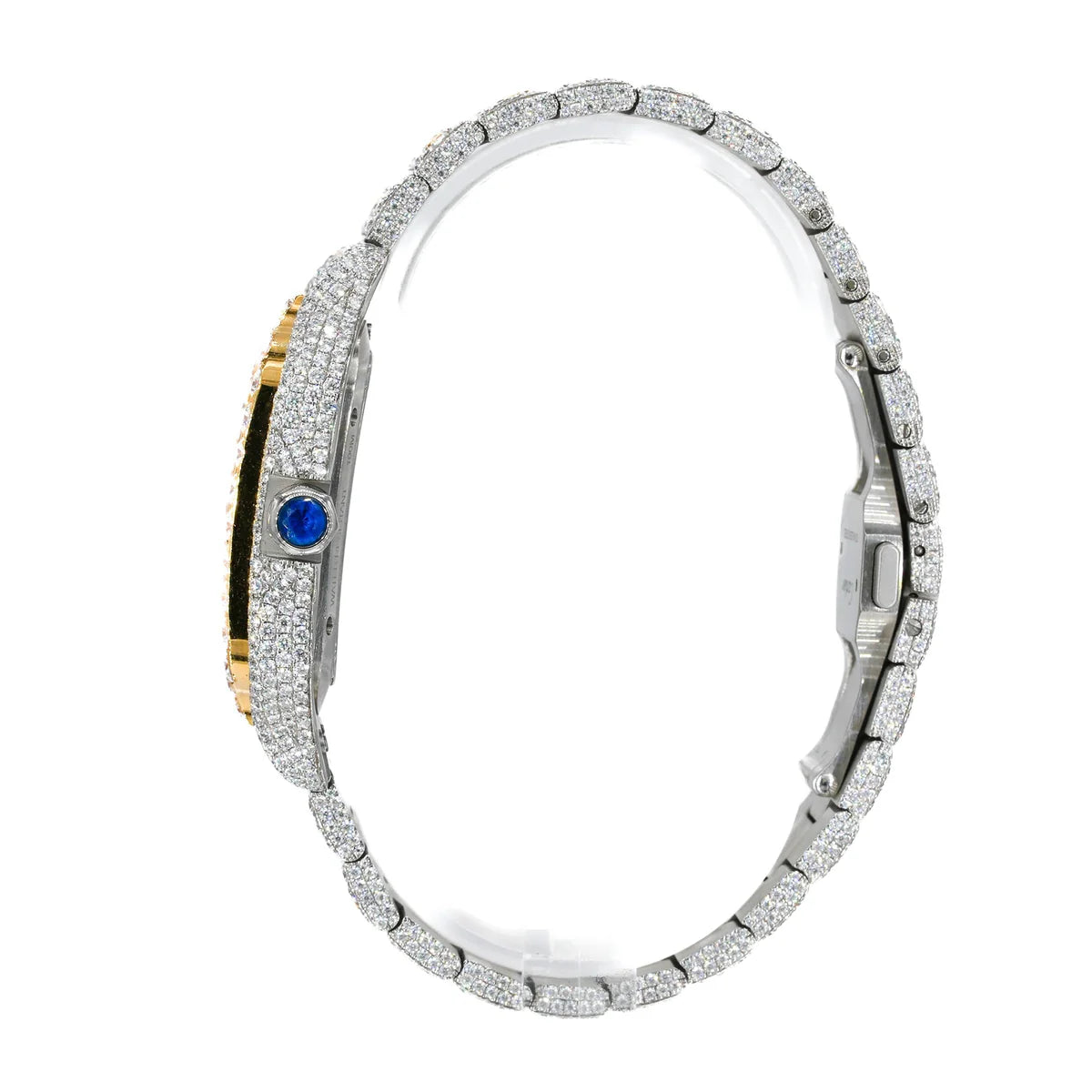 CS SKELETON TWO-TONE | Stainless Steel 41mm Moissanite Watch |20CT