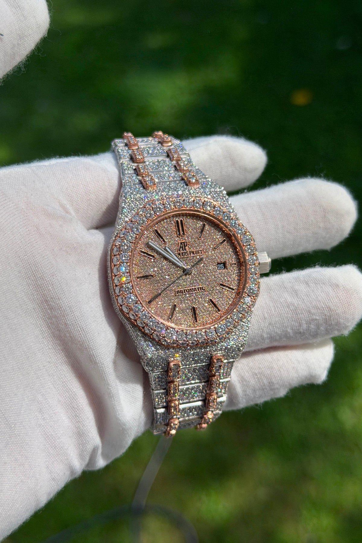 Bust Down Moissanite Watch | 44MM | 14K White Gold